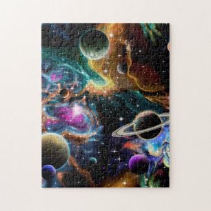 Quebra-cabeça Nebulosa Espacial e Planetas