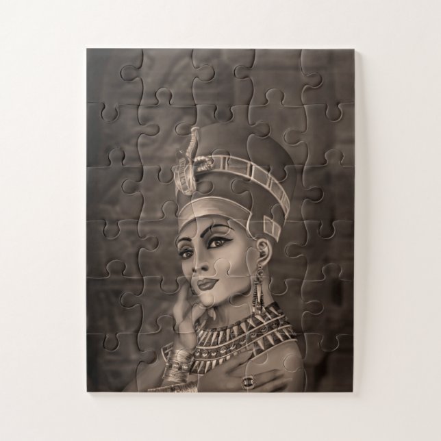 Quebra-cabeça Nefertiti - a Rainha Egípcia - sépia (Vertical)