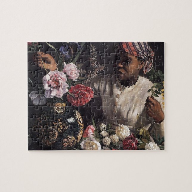 Quebra-cabeça Negress com peônias (Horizontal)