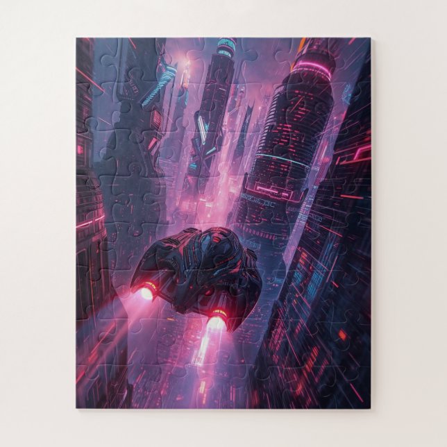 Quebra-cabeça Neon Future City (Vertical)