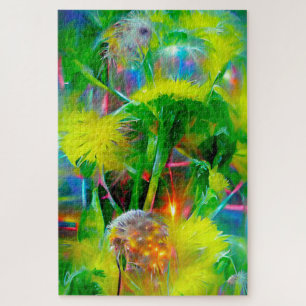 Quebra-cabeça Neon Glow Dandelions no Dream Garden