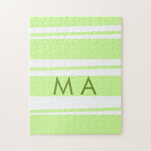 Quebra-cabeça Neon green stripes monograma com letra grega