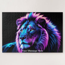 Neon Majestade Vibrant Arty Lion Colorful Willife