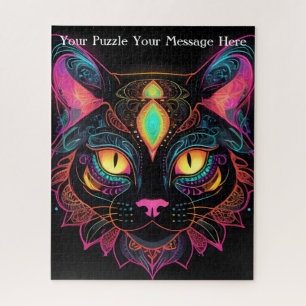 Quebra-cabeça Neon Mandala Cat