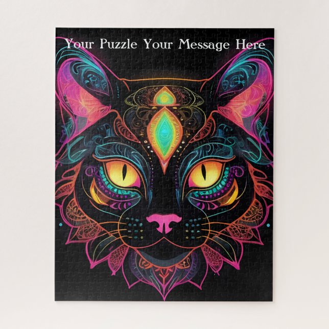 Quebra-cabeça Neon Mandala Cat (Vertical)