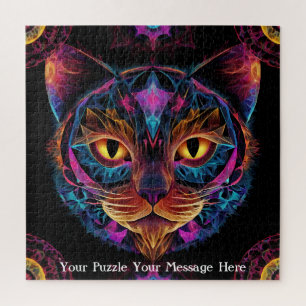 Quebra-cabeça Neon Mandala Cat