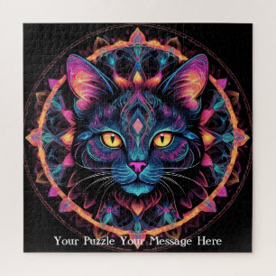 Quebra-cabeça Neon Mandala Cat