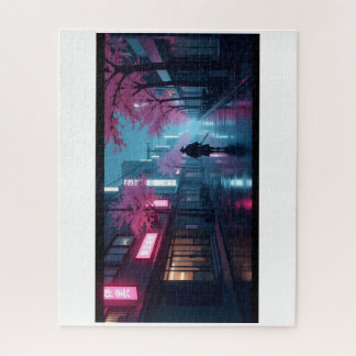 Quebra-cabeça Neon Samurai Nights Puzzle – Retro Anime Tokyo Sce