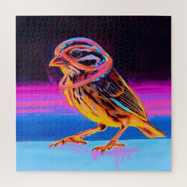 Quebra-cabeça Neon Sparrow com Acentos Brilhantes (Vertical)