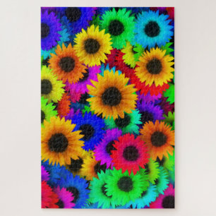 Quebra-cabeça neon sunflowers puzzle