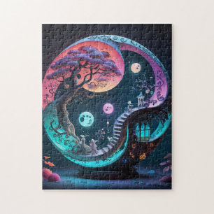 Quebra-cabeça Neon Yin Yang Surreal Fantasy 1