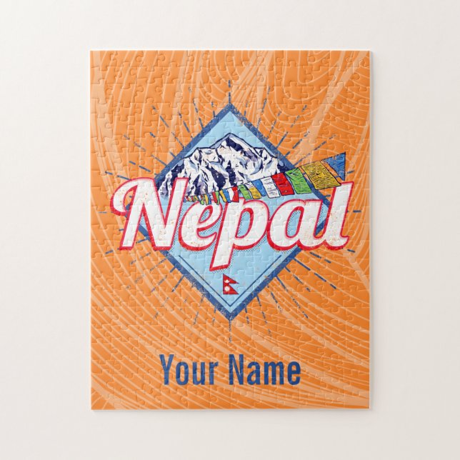 Quebra-cabeça Nepal com Bandeiras Retro Feriado Vintage (Vertical)