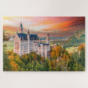 Quebra-cabeça Neuschwainstein sunset na Alemanha, Bavaria quebra