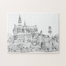 Neuschwanstein Castle Alemanha Fine Line Art