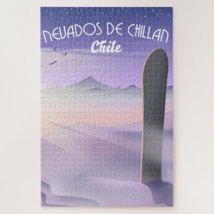 Quebra-cabeça Nevados de Chillan, poster de Snowboard do Chile.