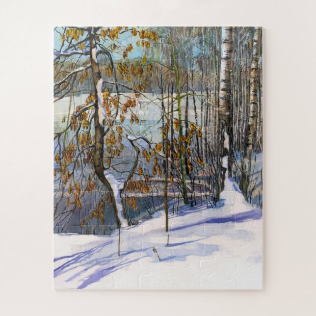 Quebra-cabeça Neve caída Pintor de Aquarela (Vertical)