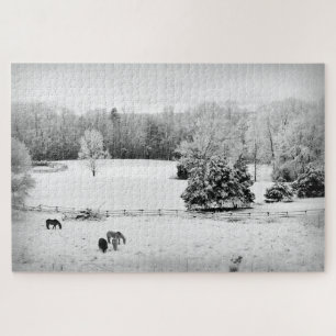 Quebra-cabeça Neve fresca desbotada na Fazenda Horse - 20x30 pol