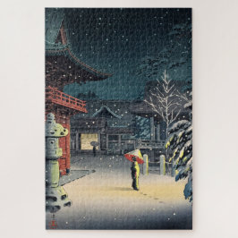 Quebra-cabeça Neve no Santuário Nezu por Tsuchiya Koitsu