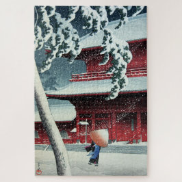 Quebra-cabeça Neve Noturna no Rio Edo Hasui Kawase