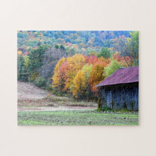 Quebra-cabeça New England Cigarro Barn Autumn Foliage Nature