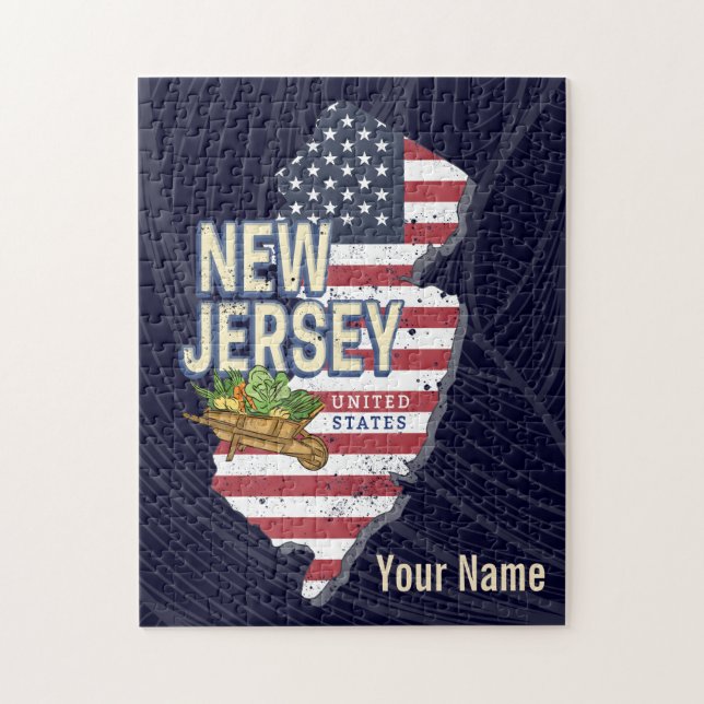Quebra-cabeça New Jersey EUA Retro Map USA Souvenir (Vertical)
