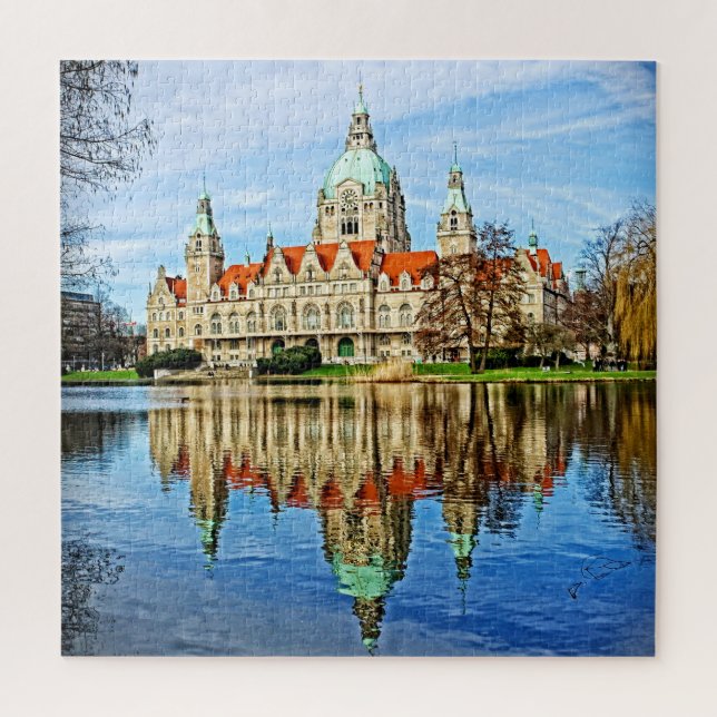 Quebra-cabeça New Town Hall - Hanover, Alemanha - 20x20 - 676 pc (Vertical)
