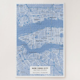 Quebra-cabeça New York City Map (Blue)