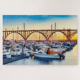Quebra-cabeça Newport Oregon Coast Yaquina Bay Marina no Sunset