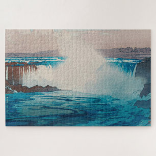 Quebra-cabeça Niagara Falls, Hiroshi Yoshida, Woodcut