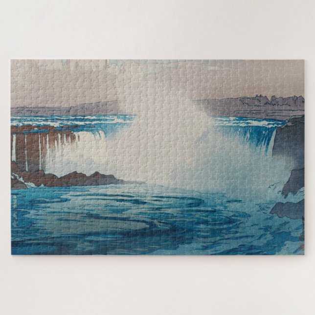 Quebra-cabeça Niagara Falls, Hiroshi Yoshida, Woodcut (Horizontal)