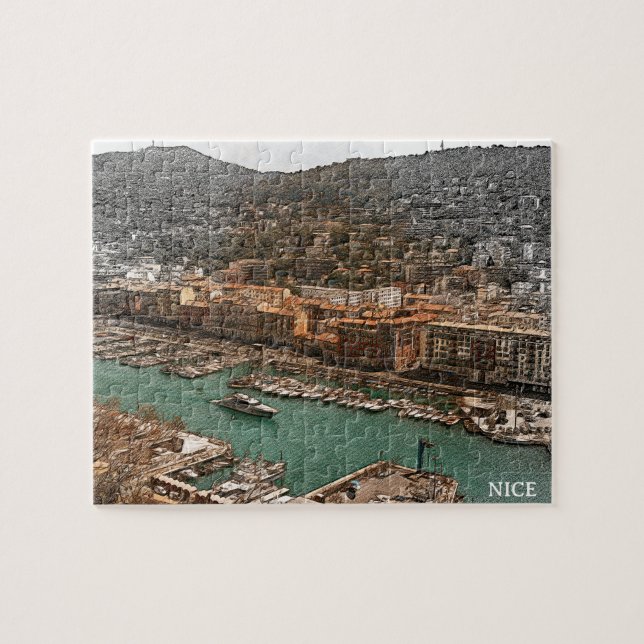 Quebra-cabeça Nice França Port Lympia Panorama View (Horizontal)