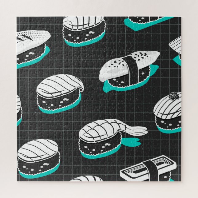 Quebra-cabeça Nigiri Sushi Vintage Sketch Patterno (Vertical)