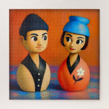 QUEBRA-CABEÇA NIKO E HANA. 20 X 20 POLEGADAS.