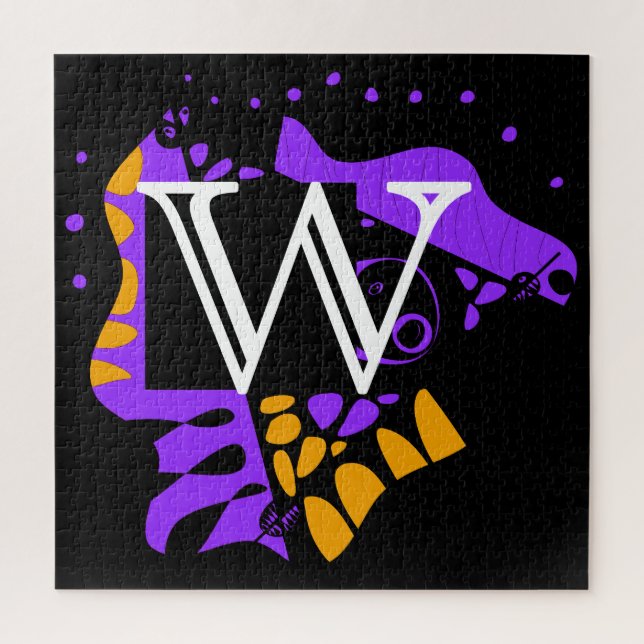 Quebra-cabeça Ninho de aves - Letra inicial personalizada W (Vertical)