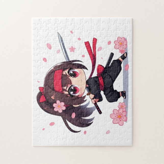 Quebra-cabeça Ninja guerreira bonita floresce (Vertical)