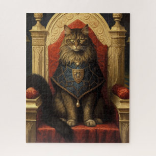 Quebra-cabeça Noble Maine Coon Cat Throne Art Impressão