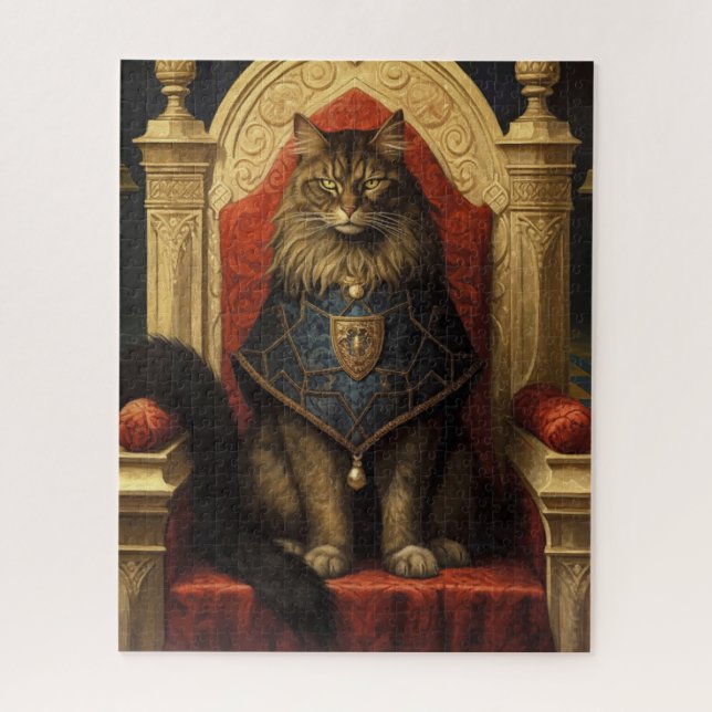 Quebra-cabeça Noble Maine Coon Cat Throne Art Impressão (Vertical)