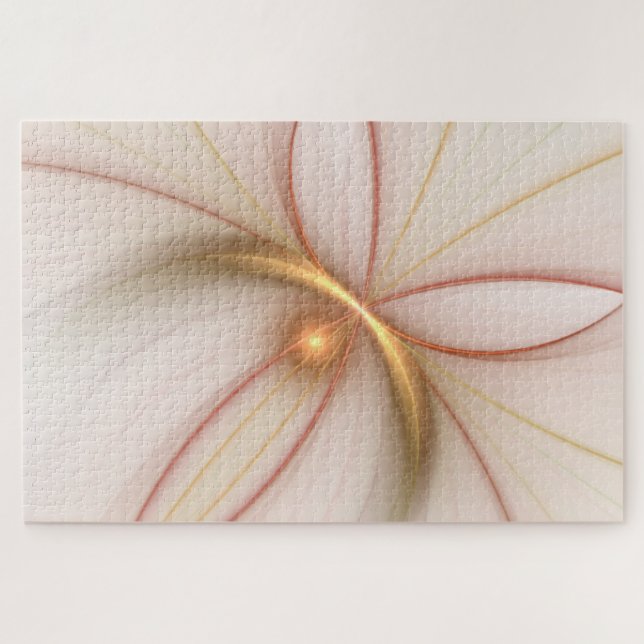 Quebra-cabeça Nobre Copper E Dourado Abstrato de Arte Fractal Mo (Horizontal)