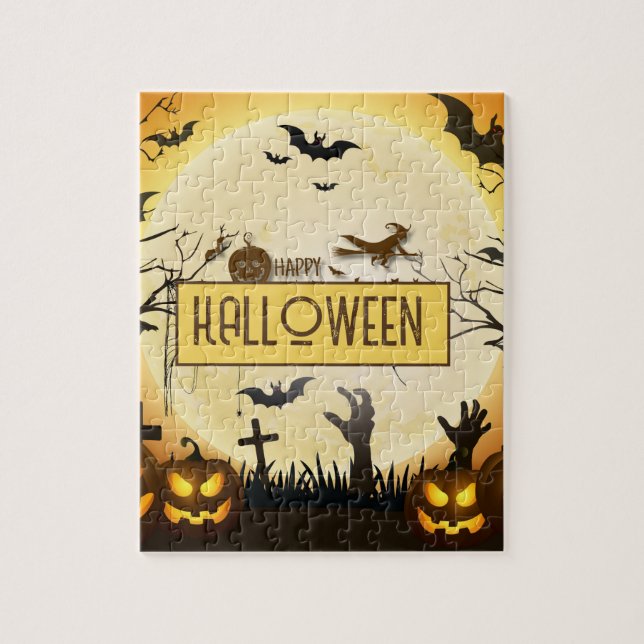 Quebra-cabeça Noite Assustadora de Halloween com Design de Outon (Vertical)