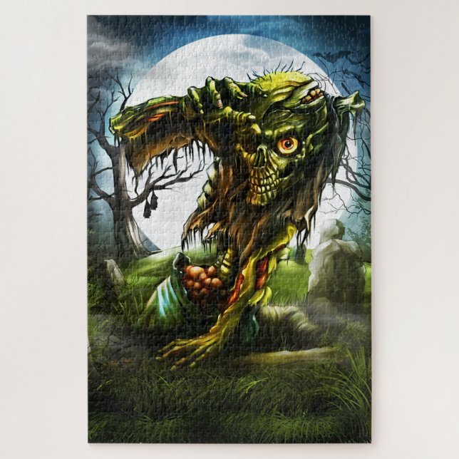 Quebra-cabeça Noite de Halloween Zumbi Ressuscitando Cemitério d (Vertical)