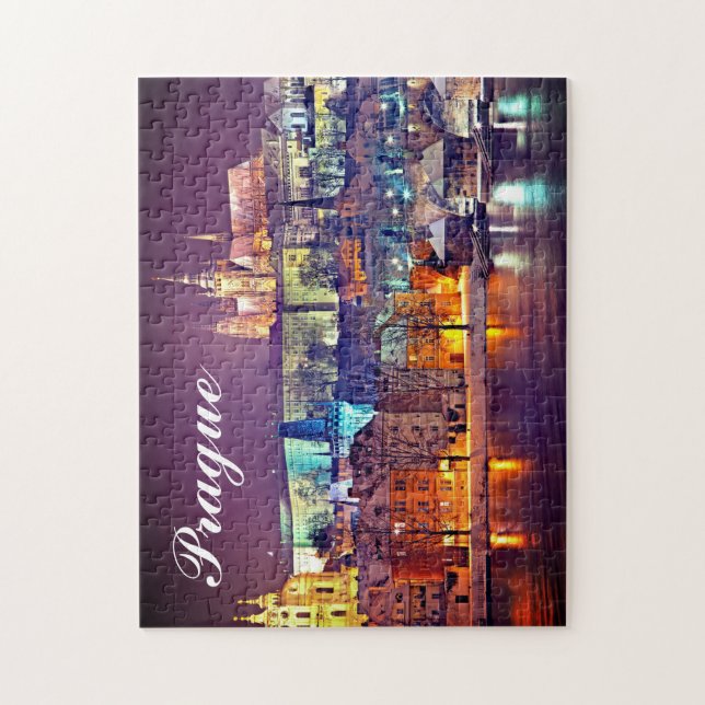 Quebra-cabeça Noite de inverno na república checa de Praga (Vertical)