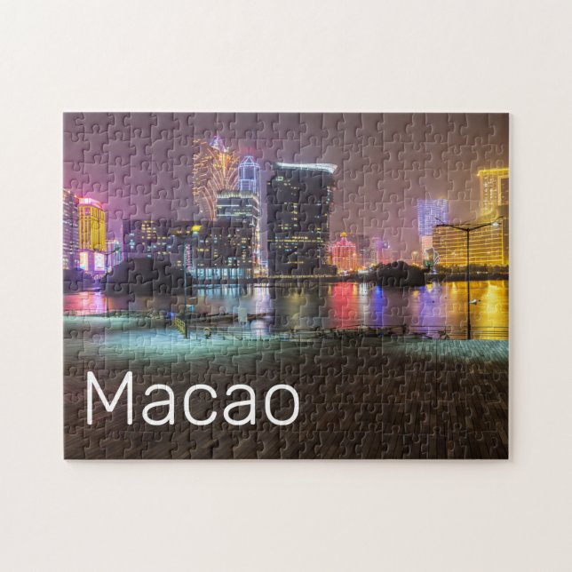 Quebra-cabeça Noite de Macao Casino Skyline Panorama China (Horizontal)