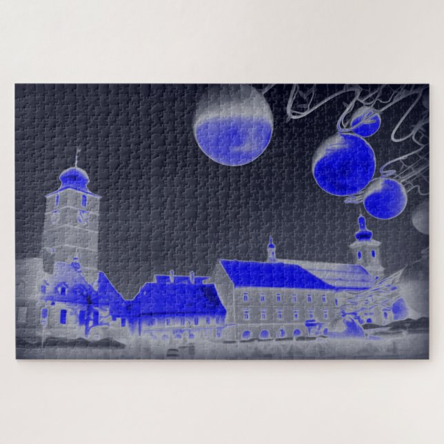 Quebra-cabeça Noite de Natal Azul (Horizontal)