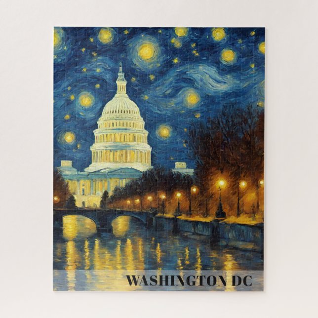 Quebra-cabeça Noite Estrelada em Washington DC (Vertical)