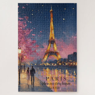 Quebra-cabeça Noite Personalizada em Paris Citação Personaliza