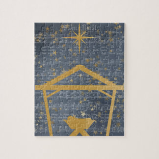 Quebra-cabeça Noite Silenciosa, bebê Jesus na Natividade Manger