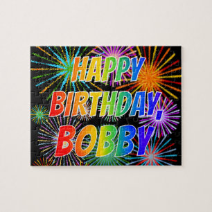 Quebra-cabeça Nome "BOBBY", Diversão "FELIZ ANIVERSÁRIO"