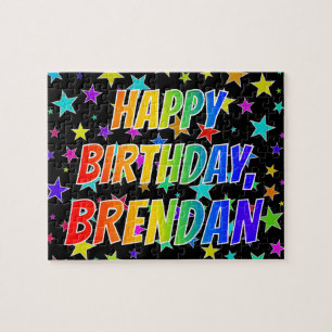Quebra-cabeça Nome "BRENDAN", Diversão "FELIZ ANIVERSÁRIO"