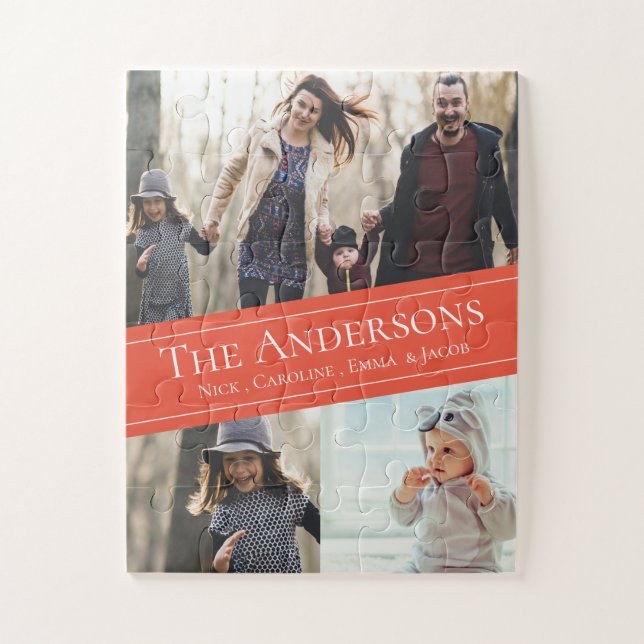 Quebra-cabeça Nome da Família de Colagem de Fotos Multipla Laran (Vertical)