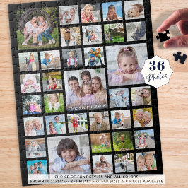 Quebra-cabeça Nome da Família de Colagem de Fotos ou Título Pret